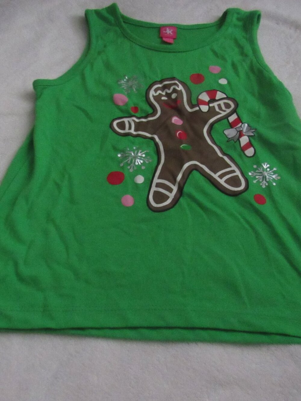 JKhaki Gingerbread Sleep shirt Green  USED  Size 14/16  USED